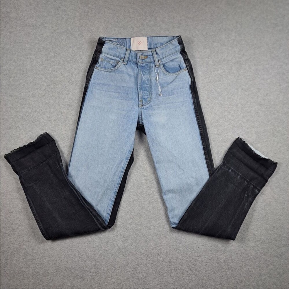 TWO TONE REVICE WOMENS JEANS DENIM SIZE 25 👖BLACK &BLUE